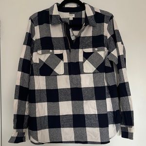 NWT JCREW QTR ZIP FLANNEL SIZE M